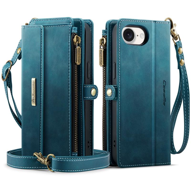 For iPhone 16E/12 Mini/13 Mini/11 Pro/12 Promax Multi-function Wallet Flip case Pouch Cover with Lanyard
