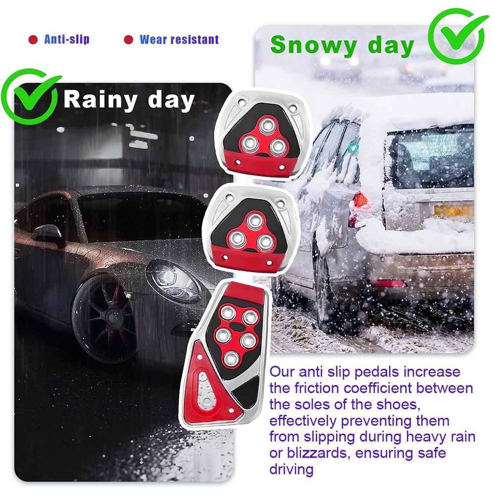 3Pcs Manual Car Non-Slip Foot Pedals Pad Cover Styling MT Brake Accelerator Clutch Pedal, Plastic Car Accessories