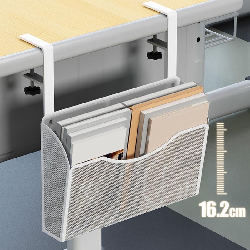 Space Saving Under Desk Basket Easy Install Under Desk Hanging Organization Basket Sturdy Carbon Steel Holder