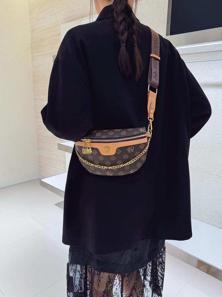 2025 Women's Versatile Chest Bag: Trendy Color Block Crossbody with Chain
