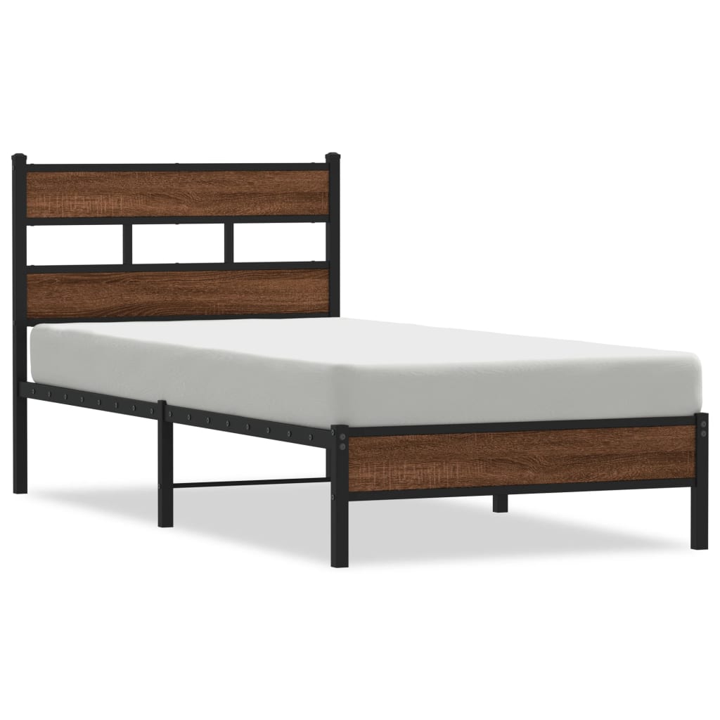 Bed Frame without Mattress Brown Oak Look 90x190 cm Engineered Wood