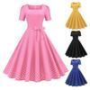 Vintage Polka Dot Dress Classic Movie Style Elegant Timeless Retro Design Square Collar Women's Dress