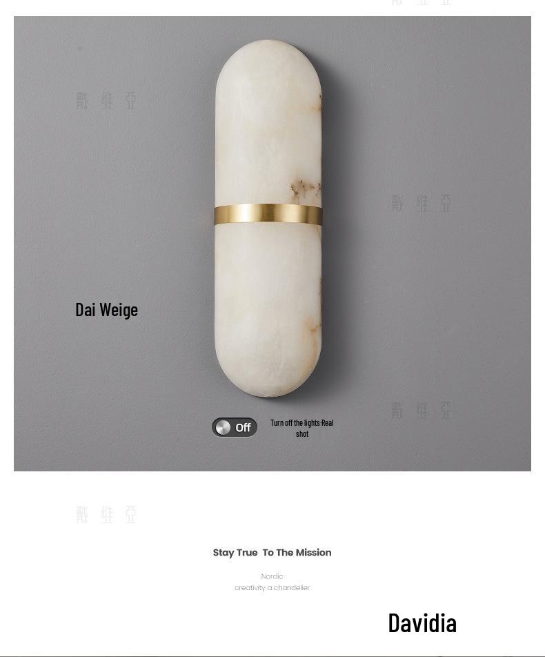 Minimalist All-Copper Wall Lamp: Luxury Marble Design for Living Room, Bedroom, or Entrance