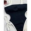 Schwarzer einteiliger Bikini-Badeanzug mit weißer Bordüre für Damen Sexy hohl geschnitten rückenfrei Bademode Seitenbandage Strand Badeanzug