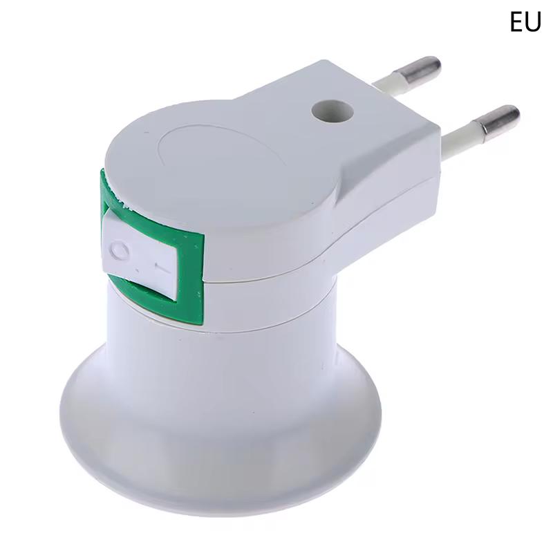 

5Pcs/lot Lamp Base E27 LED Light Male Socket To EU/US Type Plug Adapter Converter For Bulb Holder With ON/OFF Button White