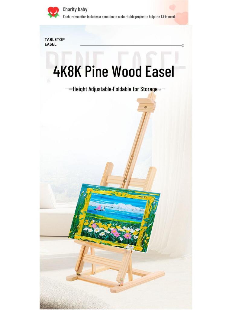 Portable Foldable Solid Wood Art Student Easel: Desktop Drawing Board and Artwork Display Stand
