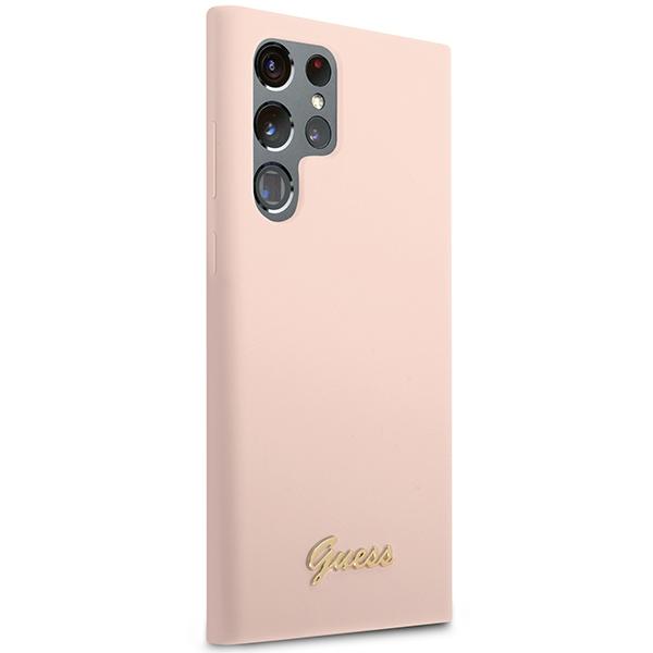 Guess Guhcs23Llslmgpp S23 Ultra S918 Różowy/Pink Hardcase Silicone Script Metal Logo