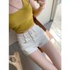 Shorts en jean taille haute amincissants à double boutonnage pour femmes - Été 2025
