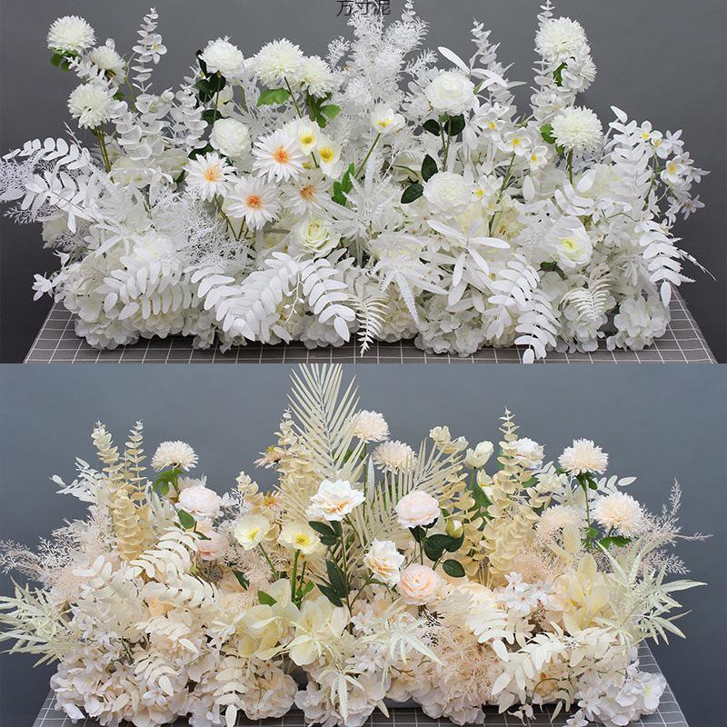 Large Wedding Aisle Runner with Silk Eucalyptus Flowers