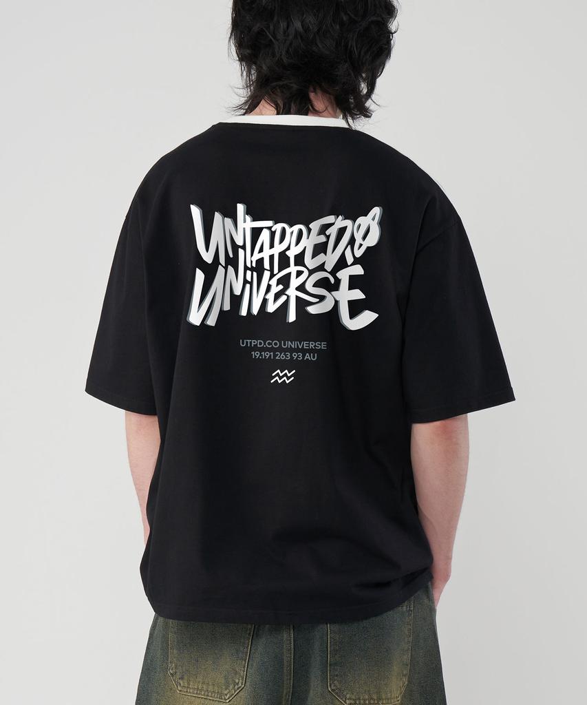 UNTAPPED STUDIO Universe Overlap Oversized Track Short Sleeve Color Block T-Shirt 3 Colors
