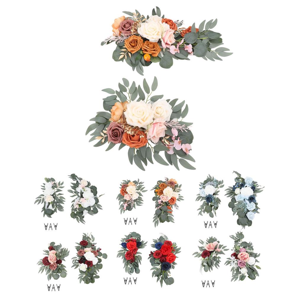 2pcs Artificial Wedding Arch Flowers Lifelike Wedding Welcome Signs Floral Decoration Fadeless Exqui