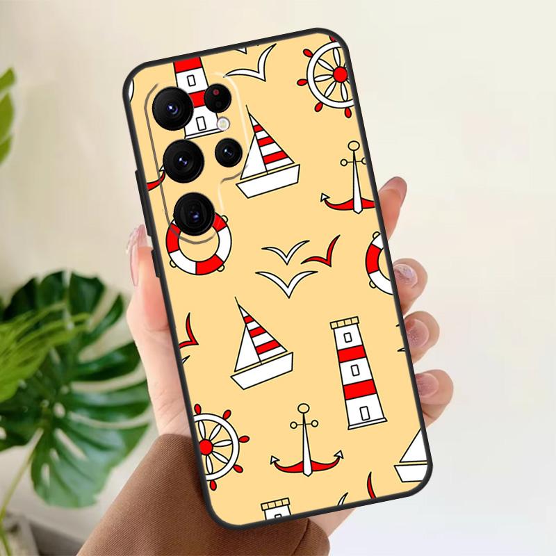 Nautical Seagull Pattern Soft Case For Samsung Galaxy S21 S22 S23 S24 S25 Ultra S9 S10 Plus S20 FE S24 FE Phone Cover