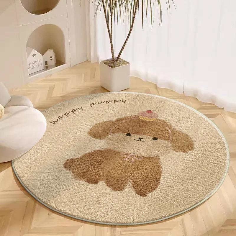 Cartoon Animals Carpets for Living Room Cute Bedroom Decor Plush Rug Round Dressing Table Floor Mat Fluffy Soft Children Carpet
