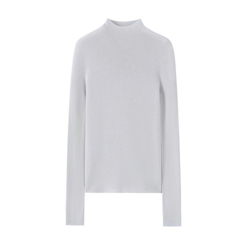 Women's Slim-Fit Cashmere Wool Sweater - Machine Washable, Half-High Collar, Autumn/Winter Design