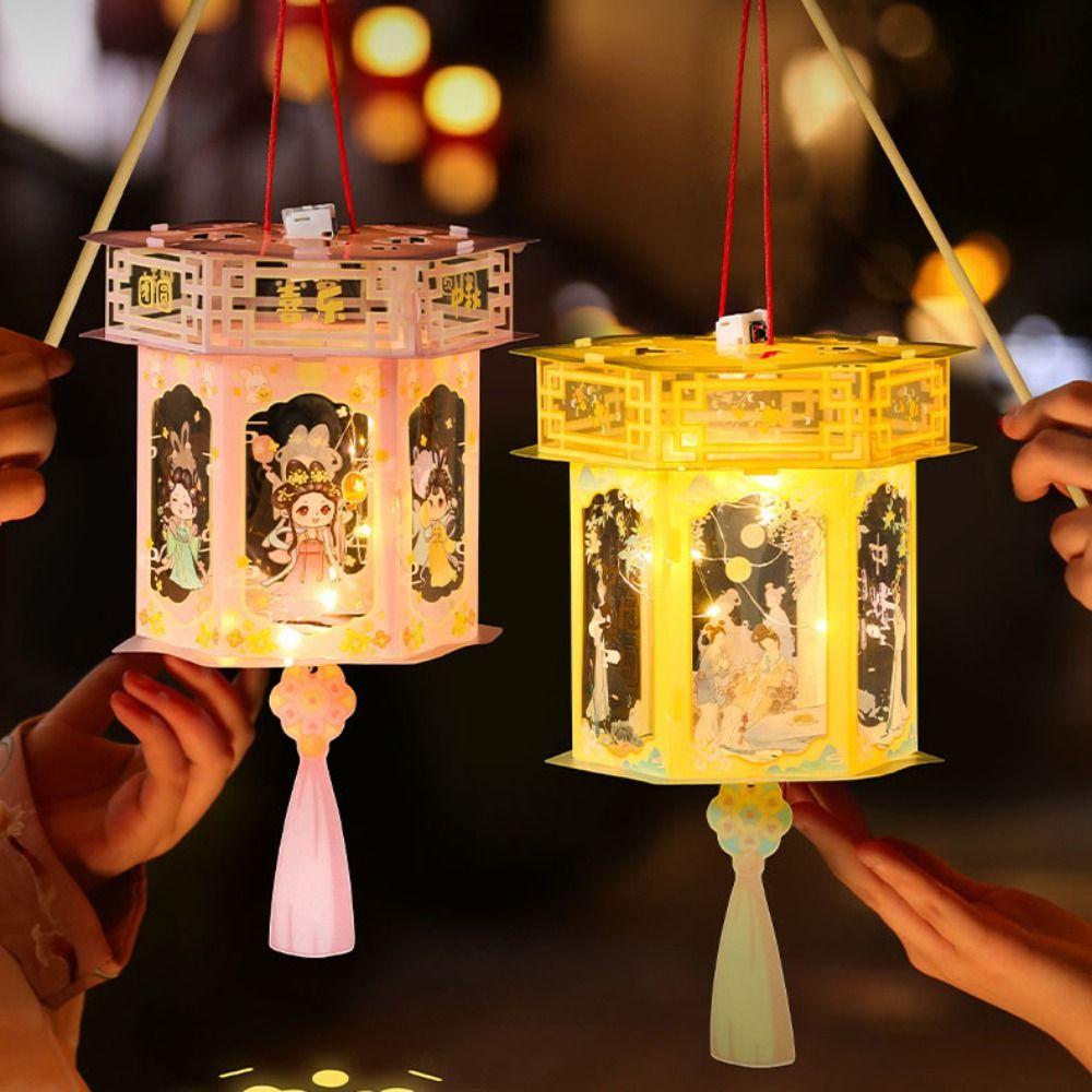 Leuchtende Laternen zum Mittherbstfest Cartoon Vintage Hängelampe Festival-Laterne Kinder