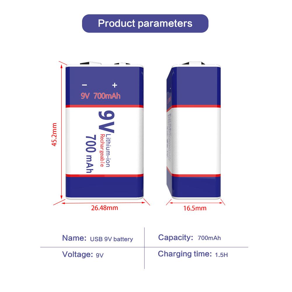 USB-Ladegerät 9 Volt Li-Ionen-Akku 6F22 9 V LiIon Lithium-Batterie für RC-Helikopter-Modell Mikrofon Spielzeug Metalldetektor Batterie