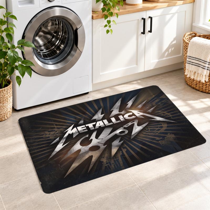 Flannel Kitchen Mat Metallica Soft Area Rug Non Slip Floor Carpet Home Decoration