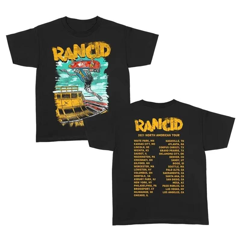 Rancid Spoiled Band British Punk Rock American High Street Skull Print Loose Print Mens and Womens Summer Cotton Tshirt