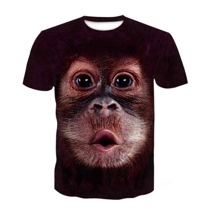 Men's Summer 3D Wolf Head Short Sleeve T-shirt Men's Large Youth Trendy Half Sleeve T-shirt