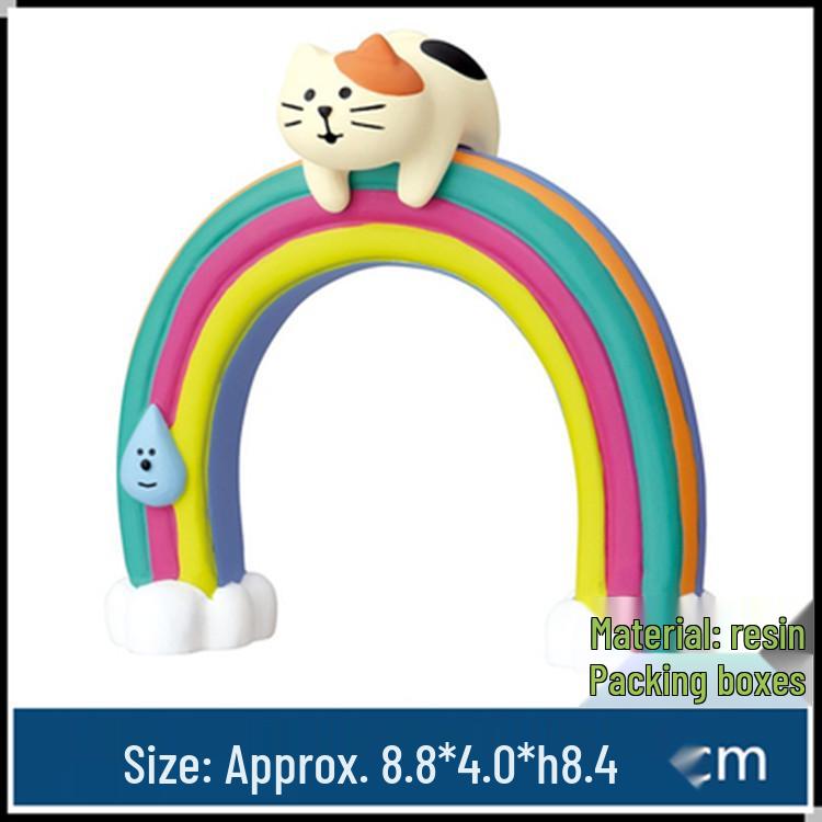 Summer Rainy Season Zakka: Cute Miniature Rainbow Resin Cat Ornaments