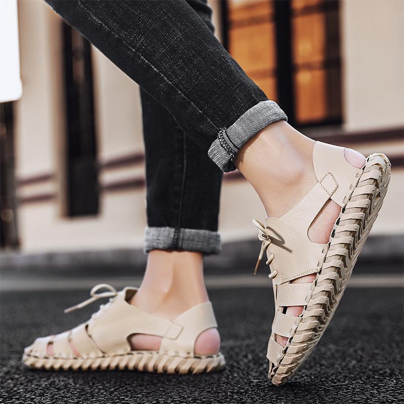 new summer simple fashion baotou sandals men outdoor sports beach shoes British style handmade casual shoes