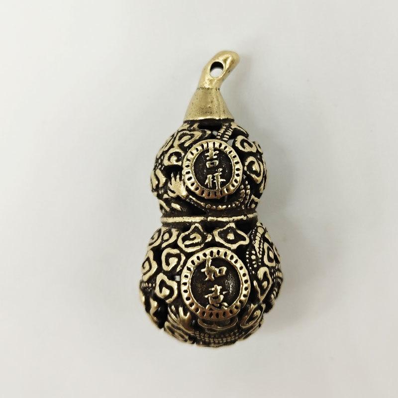Brass hoist keychain jewelry pendant men's and women's high-end car key chain Fulu Ping An Five Emperors money pendant