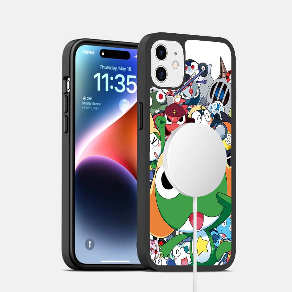 Cartoon Keroro Gunsou Frog Phone Case Magesafe Magnetic Wireless Charge Case For IPhone 16 11 12 13 14 15 Pro Max Plus Mini