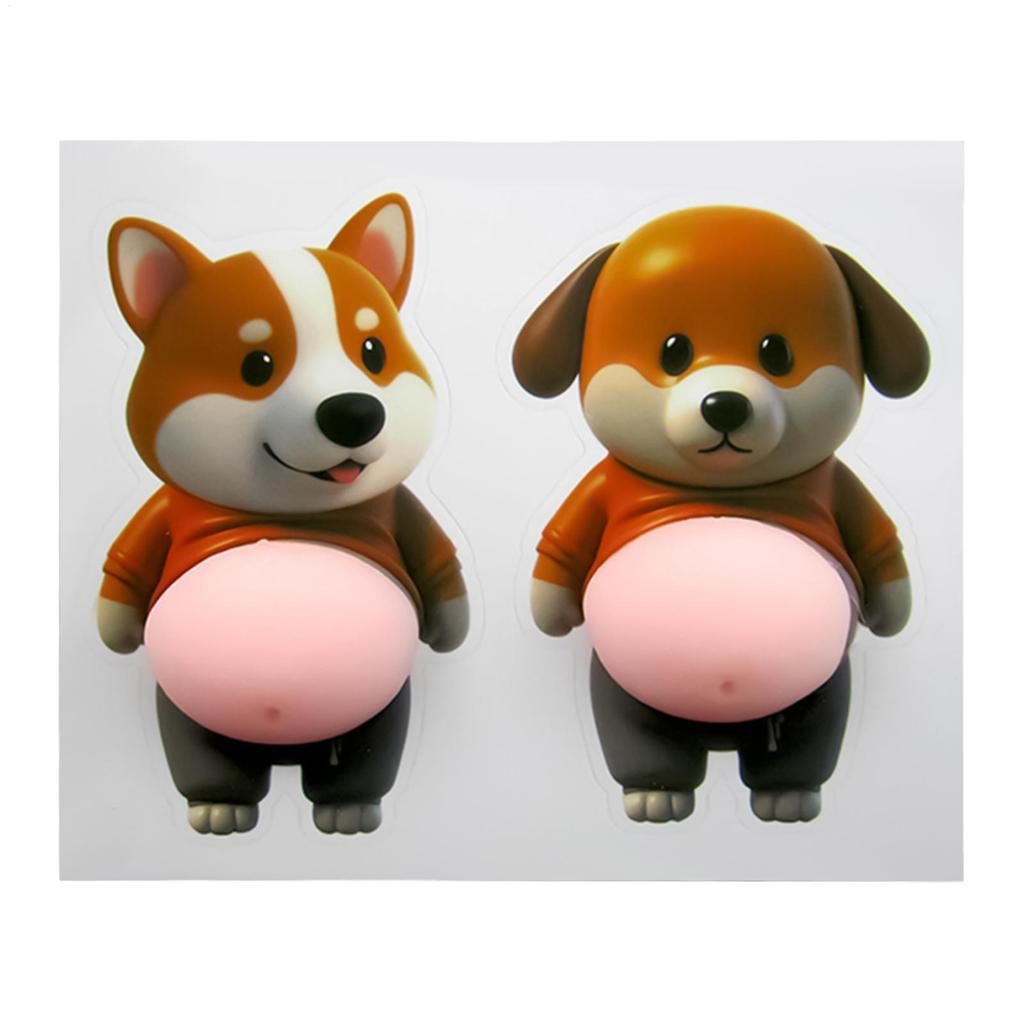 2pcs 3D Soft Big-bellied Corgi Silicone Car Bumper Sticker Car Door Anti-Collision Sticker Car Decoration Sticker Vehicles Decal