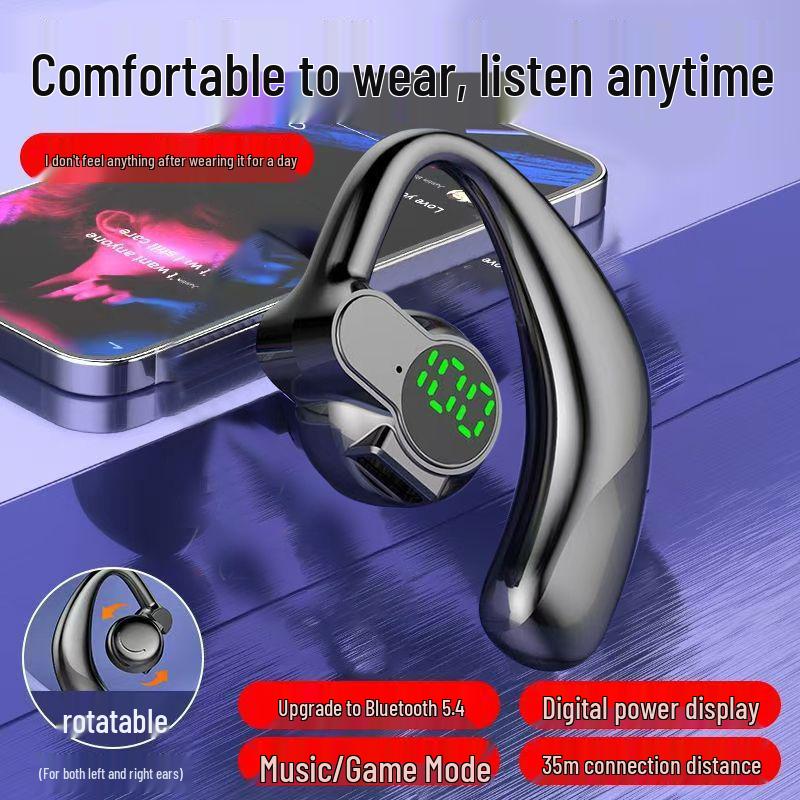 Rotatable Single Ear Hook Bluetooth Headset with LED Display
