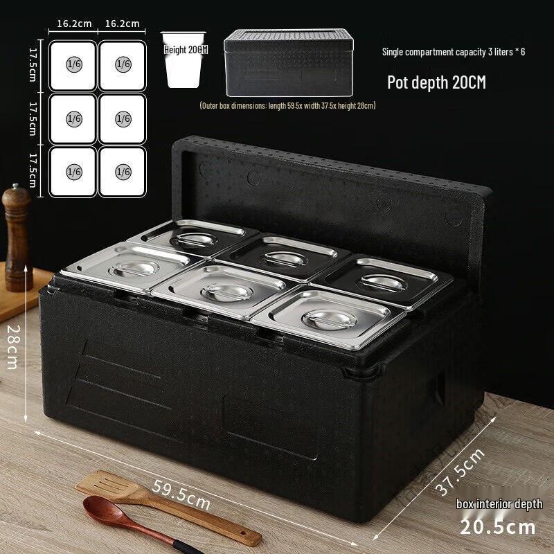 

6-Compartment Stainless Steel Food Tray with Lid