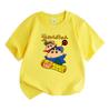 Cute Cartoon Print Kids Boys Girls 100% Cotton Crew Neck Short Sleeve T-shirt, Casual Comfortable Funny Crayon Style Top for Children Daily Wear
