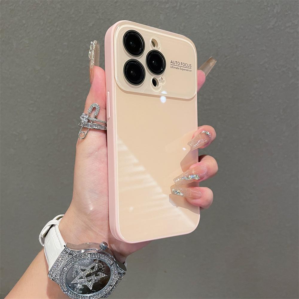 

ins Stylish Candy Color AG Glass Glossy Phone Case For iPhone 15 16 17 Pro Max 14 Plus 13 Crystal Full Camera Protection Cover iPhone 14 Plus