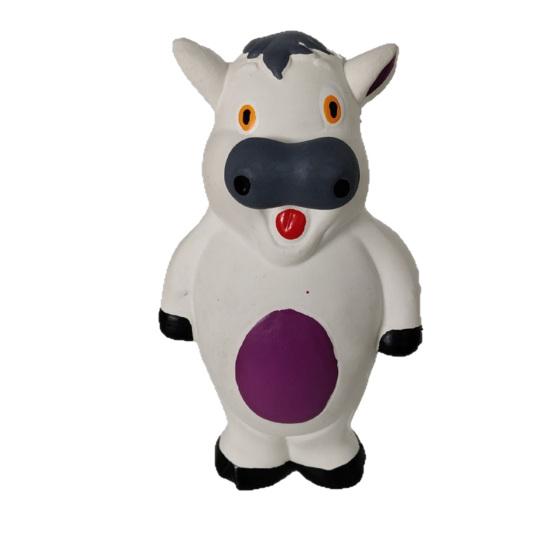 Unzerstörbares Quietsche-Hundespielzeug für aggressive Kauer Robustes Latex-Nilpferd-Kuh-förmiges Hundekau-Spielzeug für kleine, mittlere und große Hunde