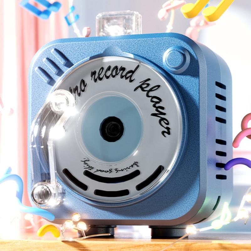 Mini Turntable Player Mini Voice Player Keychain Playbacks Feature Adjustable Volumes Knob For Daily Travel Use
