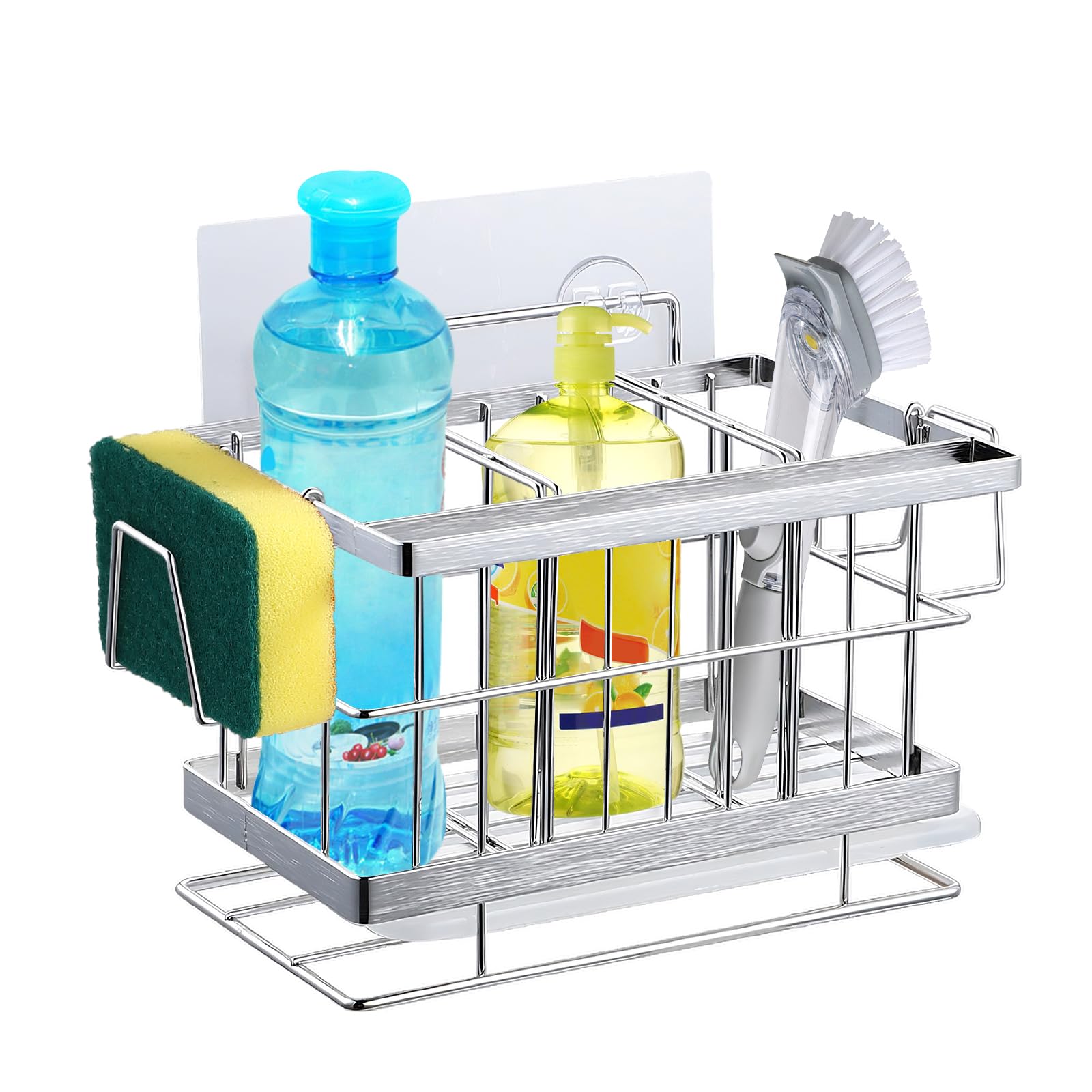 

susunnus Подставка для губки из нержавеющей стали, корзина для мелких предметов, сушилка для кухни с уплотнением, автоматический слив, не требует отверстий, кухонное место для хранения