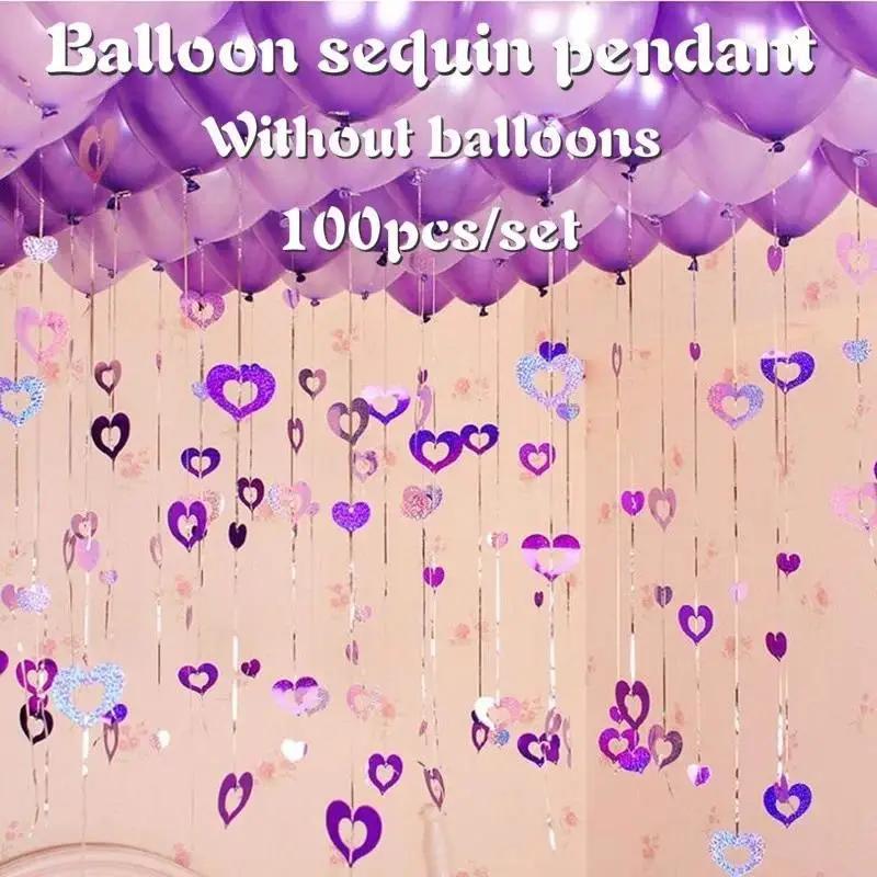 Neu Neu 100 Stück/Set Ballon und Faden Anhänger Hohl Herzförmig Hochzeitsdekoration DIY Geburtstagsparty Papiergirlande Luftschlangen