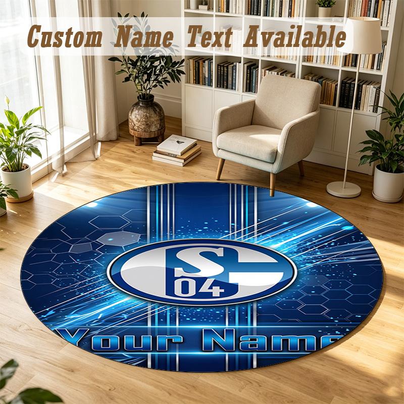 Round Rug Custom NameSchalke 04 FC Pattern Non Slip Carpet Home Floor Decor