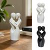 3D-Printed Minimalist Couple Ornament with Heart Cutout Smooth Delicate Lines Black White Desktop Keepsake Romantic Home Decor Gift