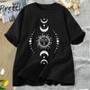 Sun and Moon Pritned T Shirt Celestial Boho Mystical T-shirt Magic Short Sleeve Tshirt Women Harajuku Tee Streetwear T Shirt