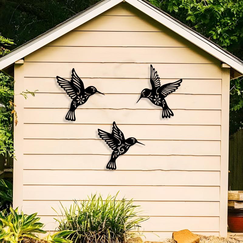 1Pc Metal Hummingbird Wall Decoration Hollow Out Iron Bird Sculpture Wall Hanging Figurines Ornament Home Decor