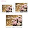 2D Happy Mother's Day Backdrop with Pink Peony and Gold Bokeh Photography Background