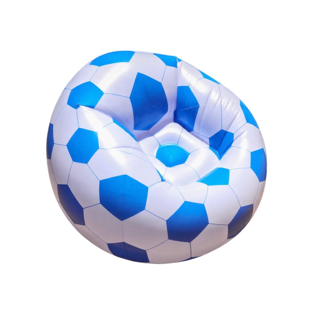 Inflatable Bag Chair with Sports Ball Pattern - Soccer Basketball Lounger for Beach Pool Yard, Portable Indoor Outdoor Relaxing