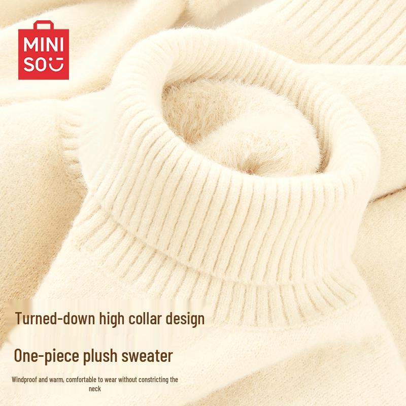 

MINISO Men s Winter Turtleneck Fleece Lined Sweater M