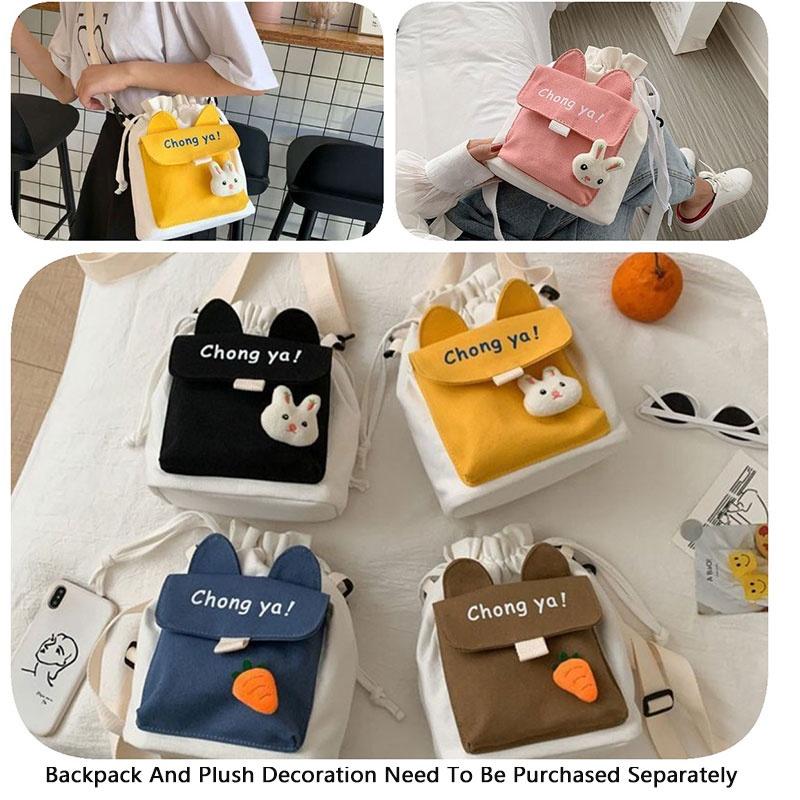 Stylish Canvas Shoulder Bag With Cute Rabbit And Carrot Pins Available In Multiple Colors