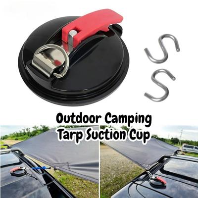 Outdoor Camping Tarp Suction Cup Multifunctional Heavy Duty Suction Cup Car RV Sunshade Holder Accessories with Securing Hooks