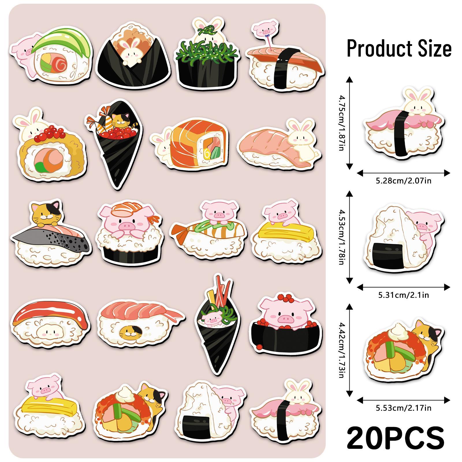 20-Piece Sushi Magnet Set: Creative Onigiri & Soft Food Magnets for Fridge, Car, Microwave, or File Cabinet. 5.5-8.5CM