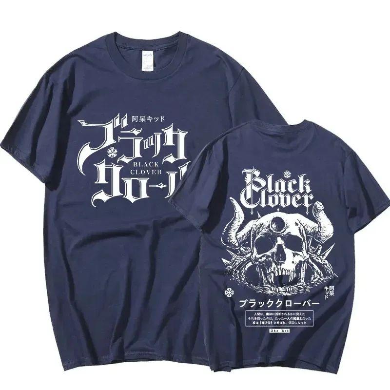 Black Clover Double-sided Printing Funny Anime T-shirt Graphic Printed T Shirt Casual Loose Cotton Streetwear Cool Tshirt Unisex