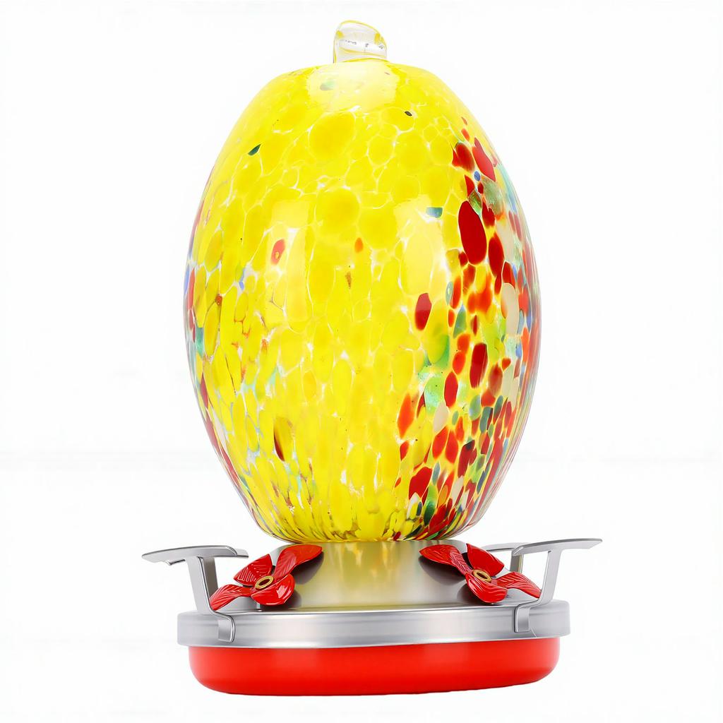 Blown Glass Hummingbird Feeder Bee Proof Outdoor Hanging Hummingbird Feeder for Garden Decoration
