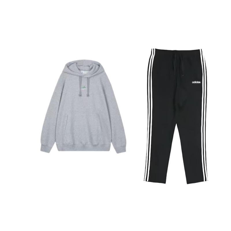 

Adidas Вышитый логотип свободного кроя с длинным рукавом трикотажный спортивный костюм для мужчин DU0456+IN3165 S