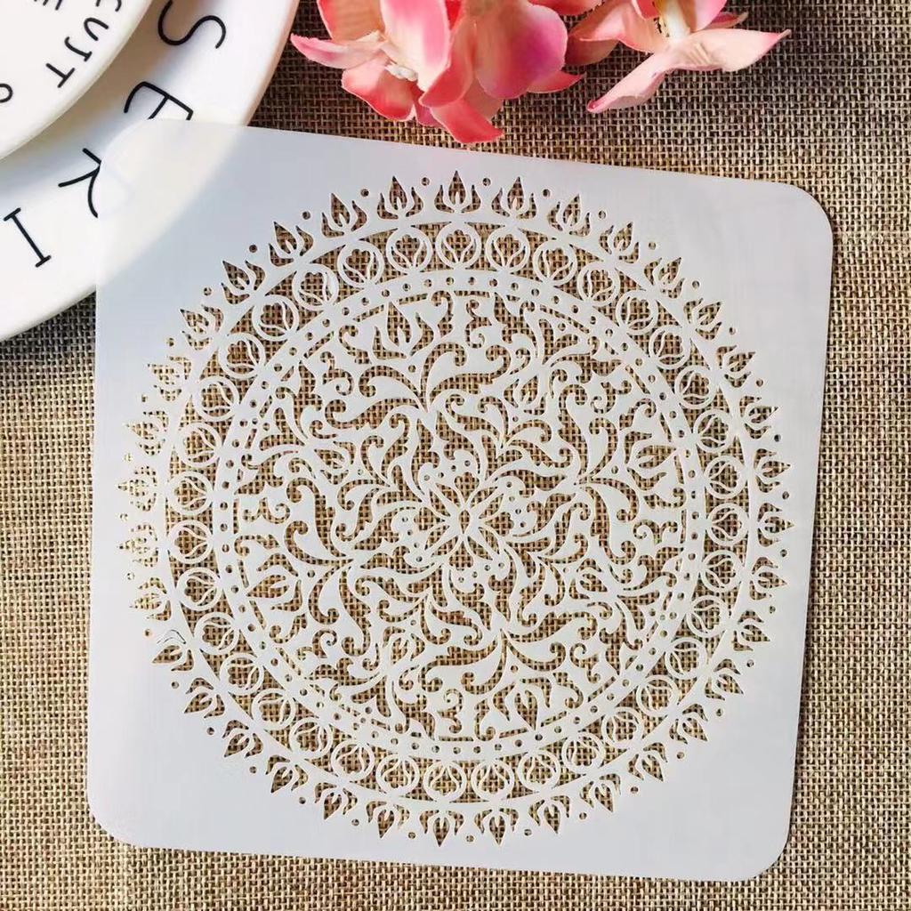 9 Stück/Set 6 Zoll/8 Zoll Mandala Runde Geometrie DIY Schichtschablonen Malerei Scrapbook Ausmalen Prägung Album Dekorative Vorlage